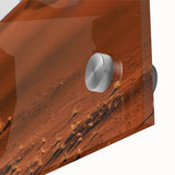 Large abstract wall art on acrylic glass depicting a Namibian scenery in muted earth tones, ideal for dining room ambiance.