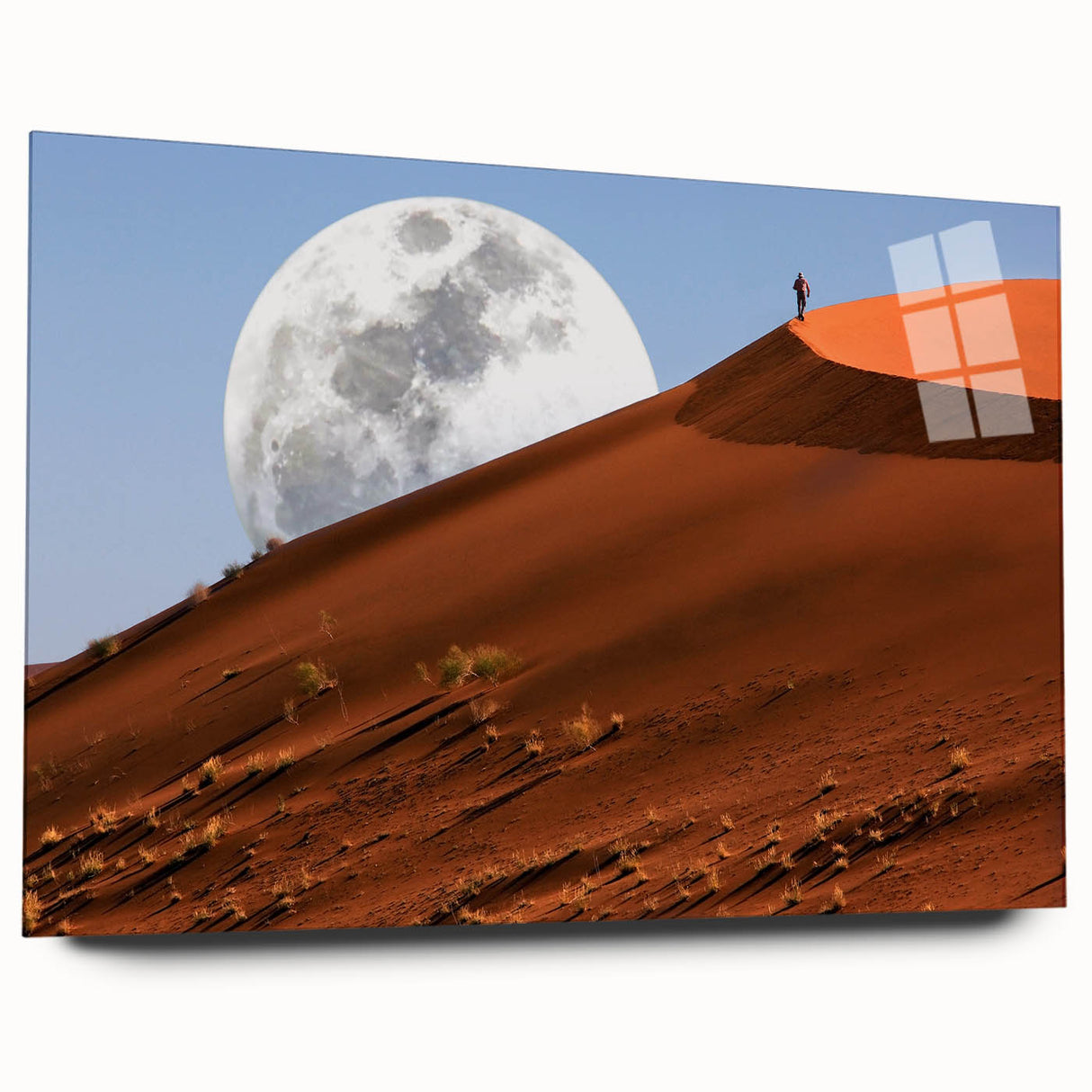 Large acrylic print of an abstract Namibian landscape in earth tones, ideal for bedroom or dining room art.