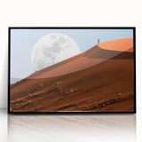 Large abstract wall art featuring a Namibian landscape in muted earth tones on a framed acrylic.