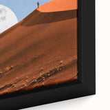 Extra large framed canvas featuring a textured, colorful African scenery, ideal for living room decor.
