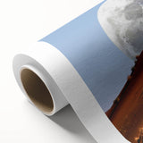 Art Deco poster of African scenery with orange and brown tones on rolled canvas.