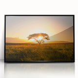 Large abstract wall art featuring a South African scenery in muted earth tones on a framed acrylic panel.