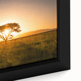 Extra large framed canvas of a textured African scenery in vibrant colors, ideal for living room decor.