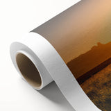 Art Deco style poster of an African landscape on rolled canvas, with muted earth tones, ideal for nursery wall art.