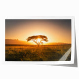 Extra large rolled print of African scenery with vibrant floral elements, ideal for art wall dining room.