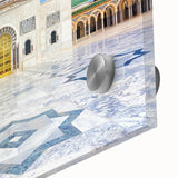 Large abstract wall art depicting a Tunisian landscape in muted earth tones on acrylic glass, ideal for dining room art.