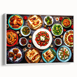 Vintage poster art of a scenic Azerbaijan landscape on framed canvas, featuring vibrant colorful art.