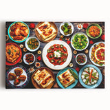 Large black and white stretched canvas depicting a serene Azerbaijani landscape, ideal for kitchen wall art.