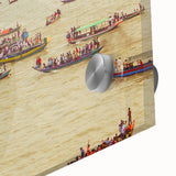 Large abstract wall art of a Bangladesh scenery in muted earth tones on acrylic glass, ideal for dining room art.