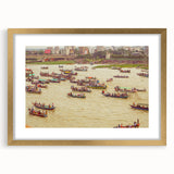 Extra large wall art featuring an abstract depiction of a Bangladesh scenery in textured gold tones on a framed canvas.