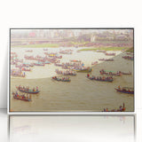 Art deco poster of Bangladesh scenery in acrylic frame, featuring muted earth tones, ideal for modern art wall decor.