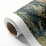 Art Deco poster of Bhutan scenery in muted earth tones on rolled canvas, ideal for nursery wall art.