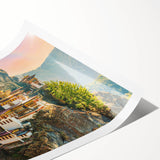 Extra large rolled print featuring line art flowers in muted tones, ideal for large living room wall decor.