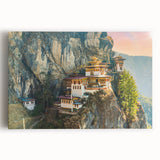 Black and white photograph of Bhutanese landscape on large stretched canvas, ideal for kitchen wall art.