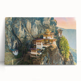 Black and white large canvas print of Bhutanese scenery, ideal for kitchen wall art or bedroom ambiance.