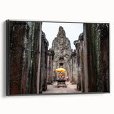 Black and white framed canvas of a vintage Cambodian landscape, ideal for bedroom wall decor.