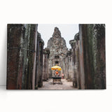 Black and white print of Angkor Wat on stretched canvas, ideal for kitchen wall art or bedroom ambiance.