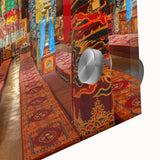 Large abstract wall art depicting Tibetan scenery in muted earth tones on acrylic glass, ideal for dining room ambiance.