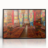 Large abstract wall art depicting Tibetan scenery in muted earth tones on framed acrylic, suited for modern art wall decor.