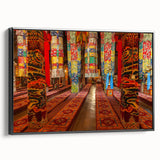 Black and white framed canvas depicting a Tibetan landscape, ideal for bedroom wall art.