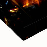 Large art of a black and white landscape painting on stretched canvas, depicting a serene Georgian scenery.