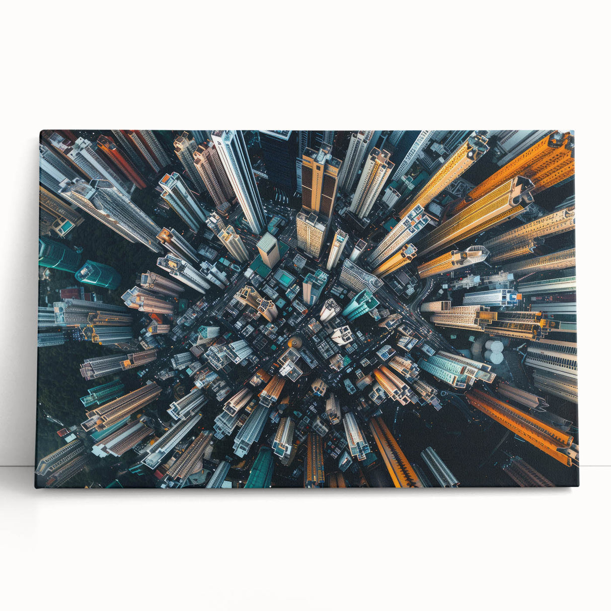 Black and white photo of Hong Kong skyline on large stretched canvas, suitable as kitchen wall art or bedroom decor.