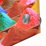 Large abstract wall art featuring a mid-century modernist style with vibrant hues, printed on acrylic glass.