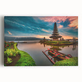 Large black and white stretched canvas of an Indonesian landscape, ideal for kitchen wall art.