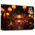 Acrylic print of a Japanese Kyoto scenery in muted earth tones, ideal for dining room decor.