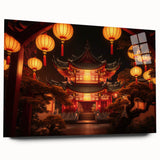 Large abstract depiction of Kyoto scenery on acrylic glass, featuring muted earth tones.