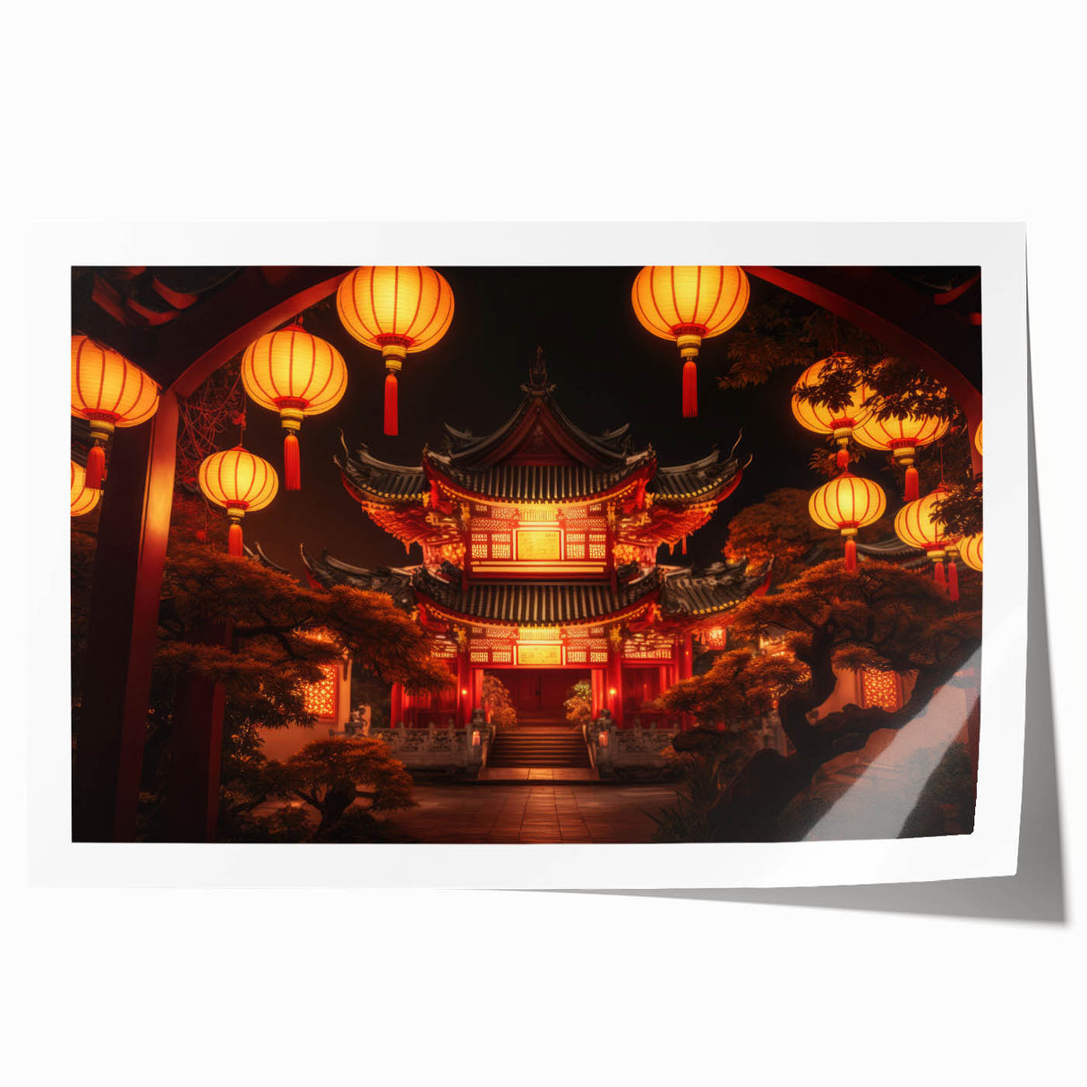Kyoto scenic landscape on rolled canvas, featuring soft pastel colors, ideal for dining room wall art.