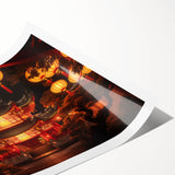 Extra large wall art featuring line art flowers in muted earth tones on a rolled canvas, ideal for large living room decor.