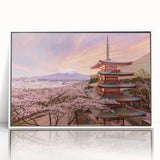 Modern art wall decor featuring a serene Japanese landscape in muted colors on a framed acrylic, ideal for nursery wall art.