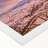 Art deco poster featuring a serene Japanese landscape with soft pastel colors on rolled canvas.