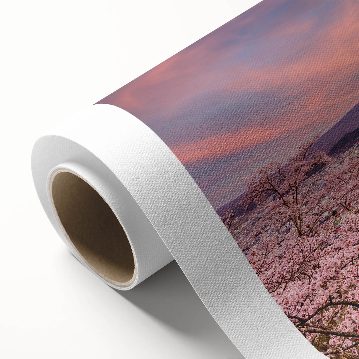 Art deco poster featuring a serene Japanese landscape in soft pastel shades, on rolled canvas, ideal for nursery wall art.