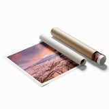 Extra large rolled print of a serene Japanese garden scene, featuring soft pastel colors.