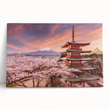 Black and white large art print of a serene Japanese landscape on stretched canvas.