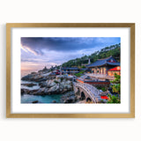 Extra large textured abstract art print of a Korean landscape in gold frame, ideal for living room decor.