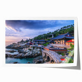 Extra large rolled print of a serene Korean landscape with soft floral elements in pastel colors.