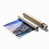 Extra large rolled print of a serene Korean landscape with soft floral elements, ideal for classy bathroom wall art.