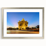 Textured abstract art print of a Laos scenery in muted earth tones on a framed canvas, ideal for bedroom art.