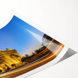 Extra large wall art featuring line art flowers in soft pastel shades on a rolled canvas.