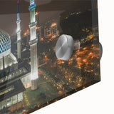 Large abstract wall art depicting a Malaysian landscape in muted earth tones on acrylic glass.