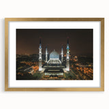 Extra large abstract art print depicting textured scenery of Malaysia in muted earth tones, framed with a gold mat.