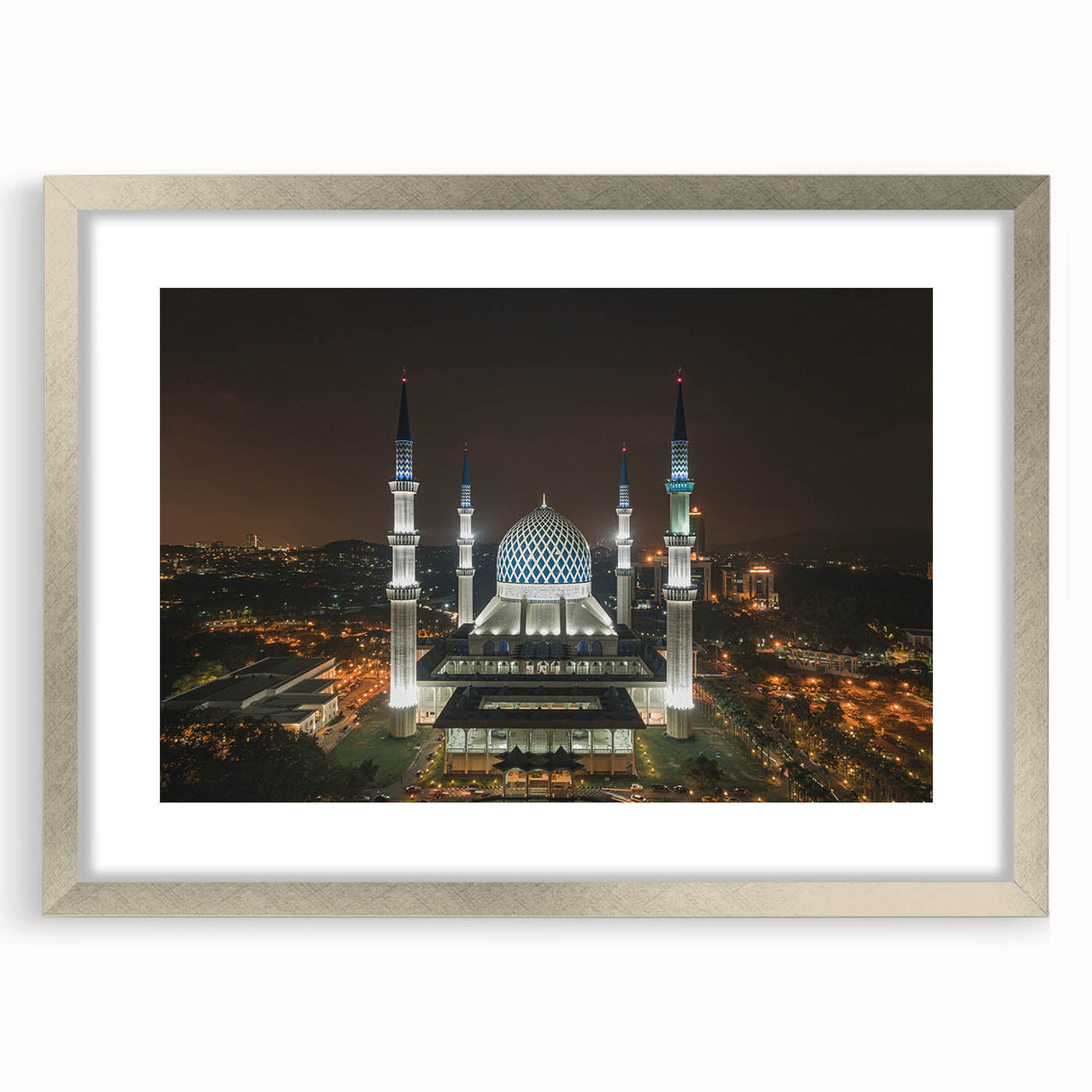 Textured abstract art print depicting a Malaysian landscape in muted earth tones on a framed canvas.