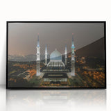 Large abstract wall art depicting a serene Malaysian landscape in muted earth tones on a framed acrylic canvas.