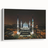 Vintage poster art of a Malaysian landscape in vibrant colors on a large framed canvas, ideal for living room decor.