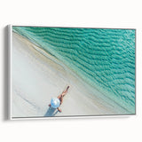 Extra large framed canvas featuring a vintage poster art of Maldives scenery in vibrant colors, ideal for living room decor.