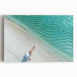 Black and white panoramic photo of the Maldives on stretched canvas, suitable for kitchen wall art.