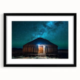 Abstract art print of a Mongolian landscape in vibrant colors on a textured, extra large canvas, ideal for living room decor.